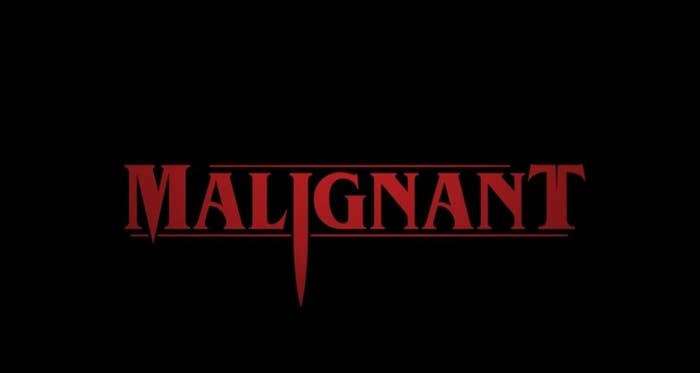 "Malignant" title card in red-letters