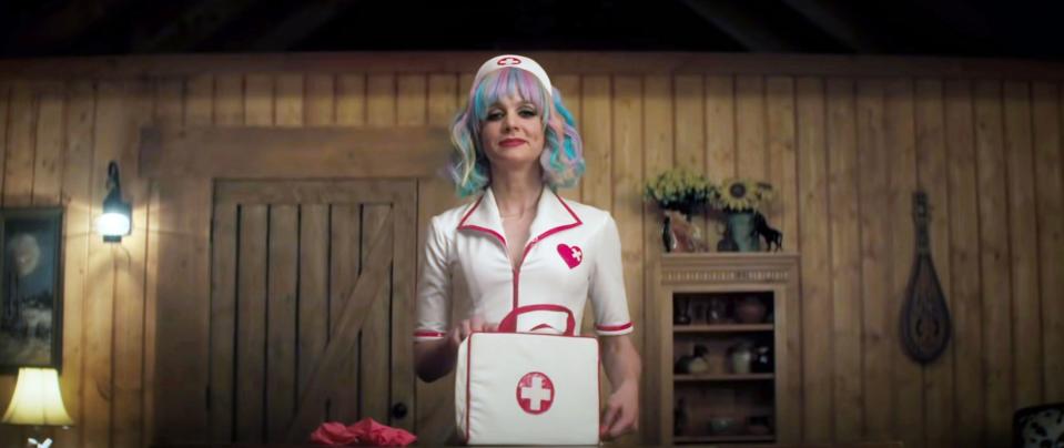 Mulligan in the nurse's outfit