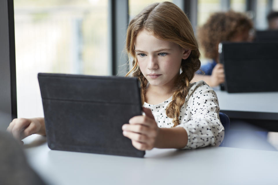 Children together at modern school