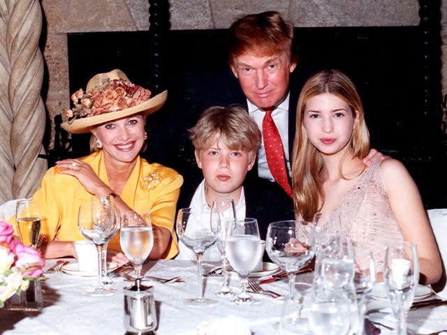 <p>Davidoff Studios/Getty</p> Ivana Trump, Eric Trump, Donald Trump, and Ivanka Trump at the Mar-a-Lago estate in Palm Beach, Florida, 1998.