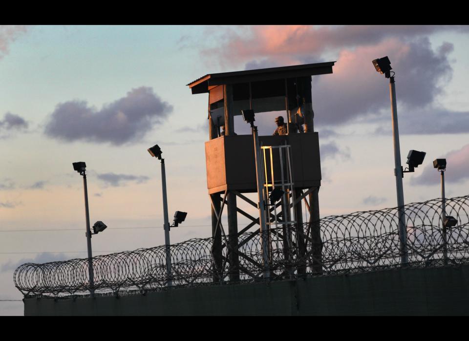 <em>Image has been reviewed by the U.S. Military prior to transmission.</em>    A U.S. military guard tower stands on the perimeter of a detainee camp at the U.S. detention center for 'enemy combatants' on September 16, 2010, in Guantanamo Bay, Cuba. (John Moore/Getty Images)