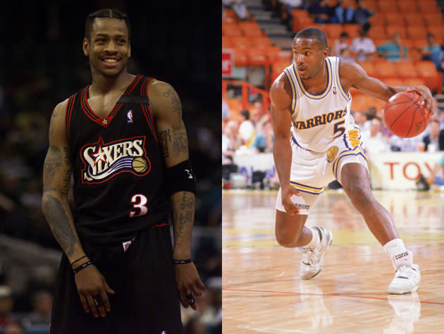 Allen Iverson and Tim Hardaway load up. (Getty Images)