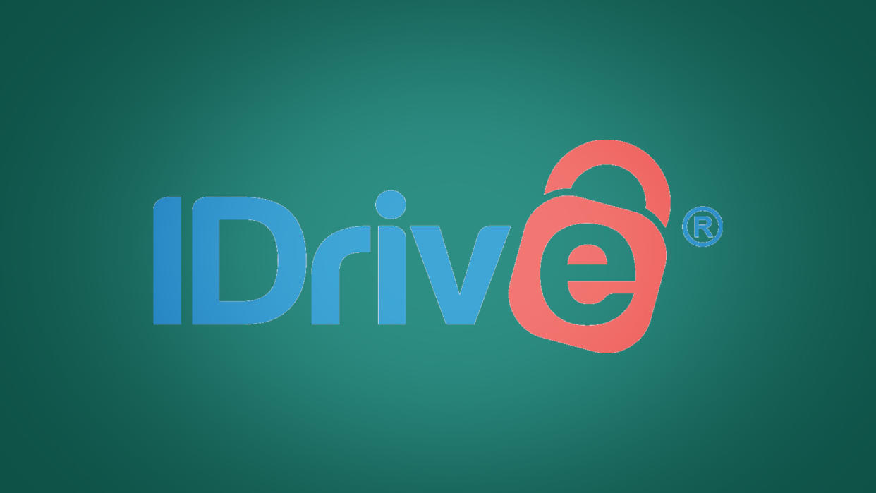  IDrive logo on green background. 