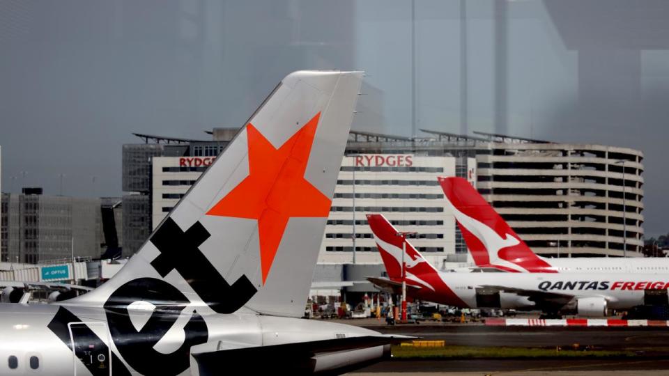 SYDNEY, AUSTRALIA - NewsWire Photos - OCTOBER 14, 2022: General generic editorial stock image of Jetstar aircraft at Sydney Domestic Airport. Picture: NCA NewsWire / Nicholas Eagar