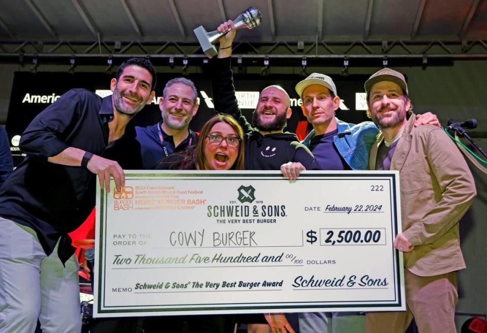 Cowy Burger, a Miami pop-up, wins the judges’ award at Burger Bash at the South Beach Wine & Food Festival on Miami Beach.