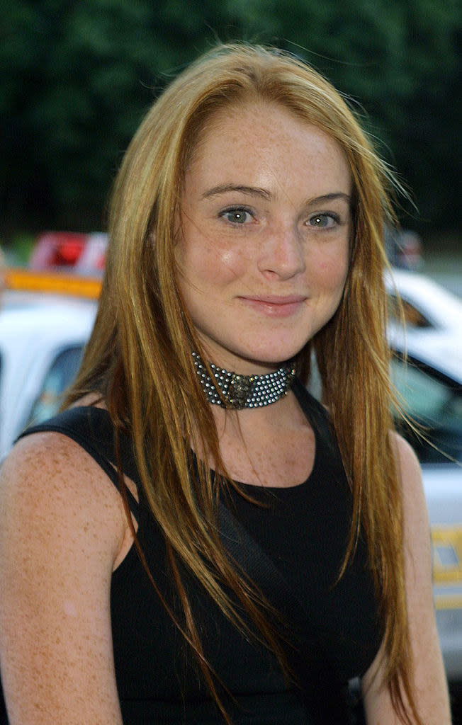 closeup of lindsey lohan and her freckles