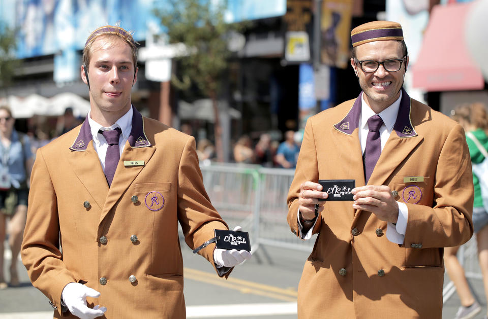 <p>Cosplayers dressed as El Royale staff at Comic-Con International on July 19, 2018, in San Diego. (Photo: Quinn P. Smith/Getty Images) </p>