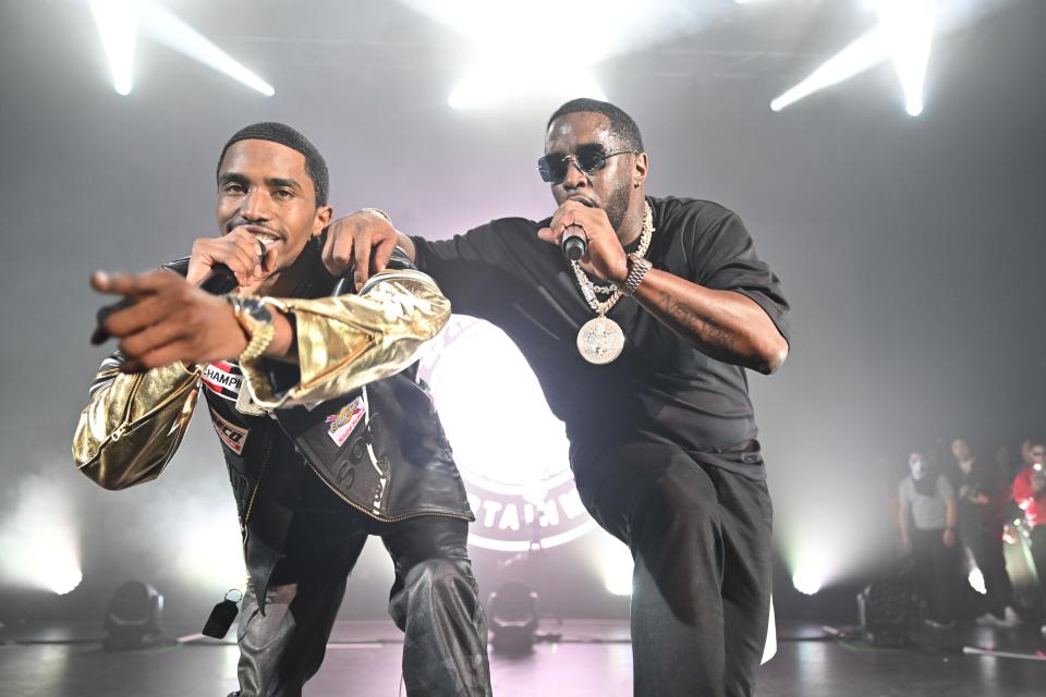 Diddy, right, performs with son Christian "King" Combs in London on Nov. 7, 2023.