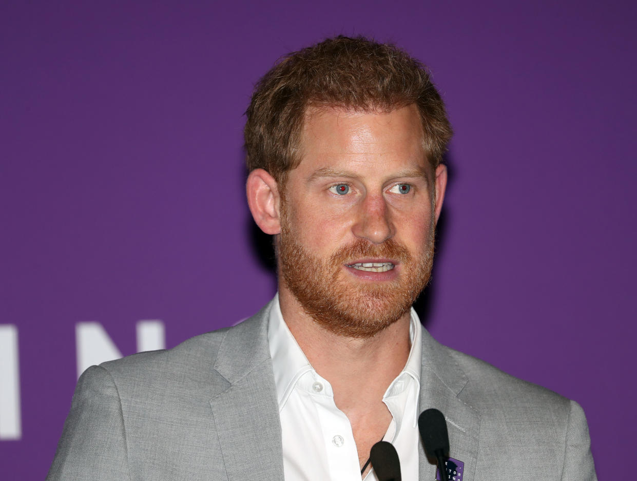 A photo of Prince Harry, The Duke of Sussex at the Diana Award National Youth Mentoring Summit at Banking Hall, in the City of London.