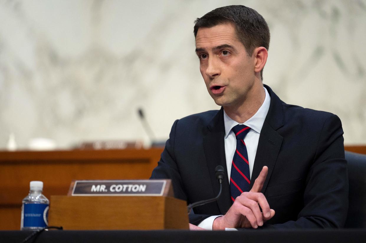 Senator Tom Cotton questions Judge Ketanji Brown Jackson during her Senate Judiciary Committee confirmation hearing.