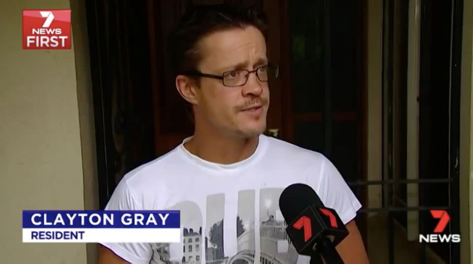 Clayton Gray had a surprise guest when he arrived home at 1.30am. Source: 7News