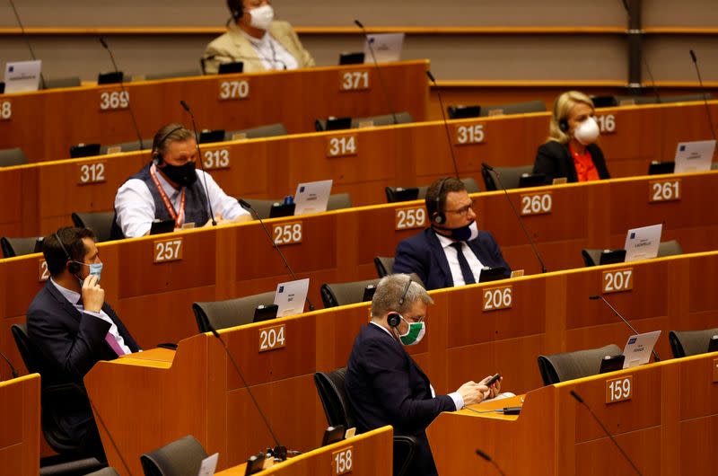 Plenary session of the European Parliament on a new proposal for the EU's joint 2021-27 budget and an accompanying Recovery Instrument to kickstart economic activity in the bloc ravaged by the coronavirus disease (COVID-19) outbreak, in Brussels