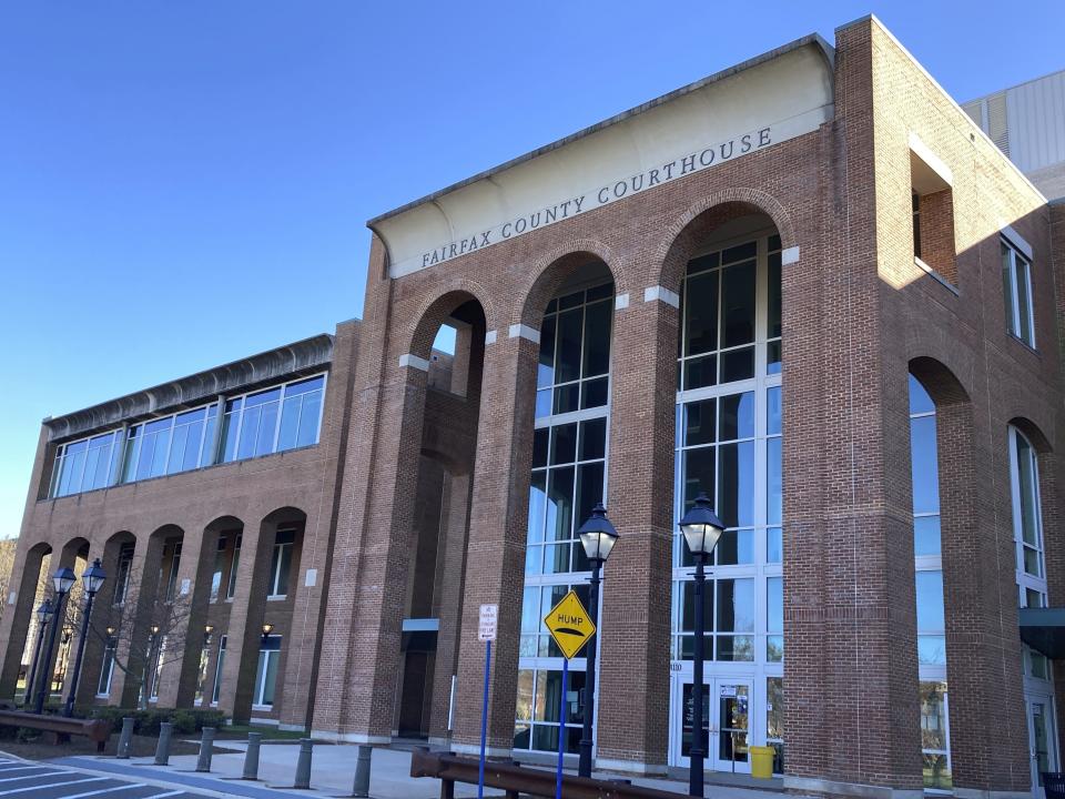 A judge at the Fairfax County, Va., Courthouse, seen here on Tuesday, March 7, 2023, has ruled that frozen embryos can legally be considered property or "chattel," basing his opinion in part on how state law treated slaves before the Civil War. The ruling by Fairfax County Circuit Court Judge Richard Gardiner is being criticized by some lawyers for wrongly and unnecessarily delving into precedents from a time in Virginia history when it was legally permissible to own human beings. (AP Photo/Matthew Barakat)