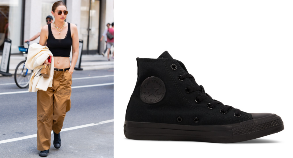 Gigi Hadid in Converse Chuck Taylor All Star High Tops (Photo: Getty/Little Burgundy Shoes)