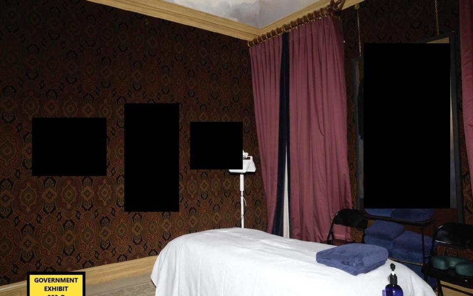 Photo issued by the US Department of Justice of the massage room at Jeffrey Epstein's New York house - US Department of Justice