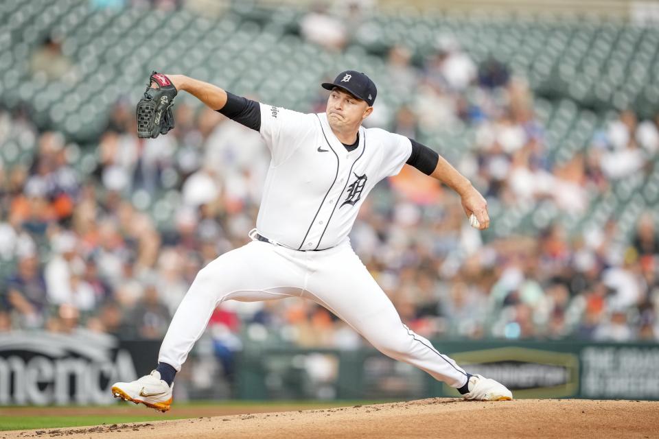 Tarik Skubal of the Detroit Tigers delivers a pitch against the Chicago White Sox during the top of the first inning at Comerica Park on Sept. 9, 2023, in Detroit, Michigan.