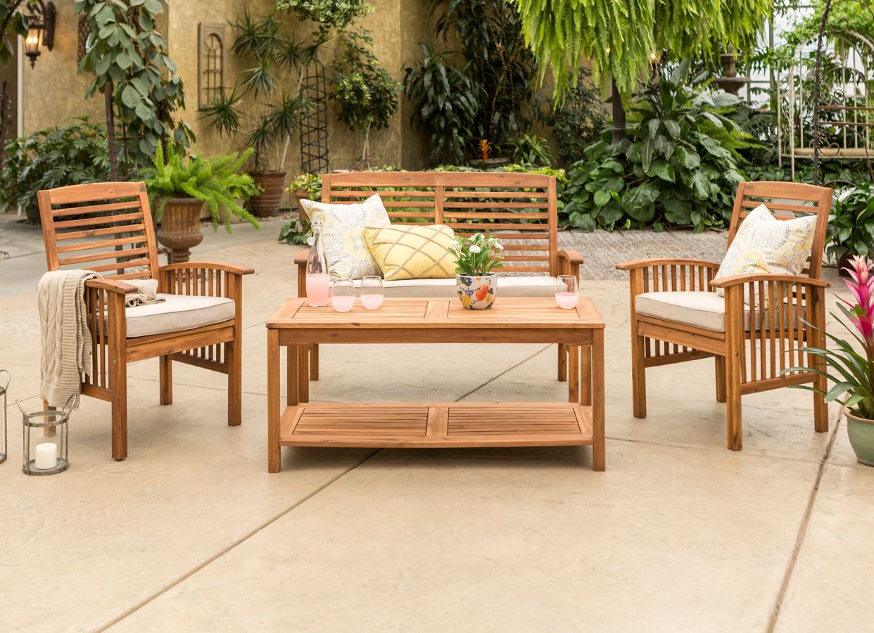 Manor Park 4-Piece Acacia Wood Outdoor Patio Set (Photo: Walmart)