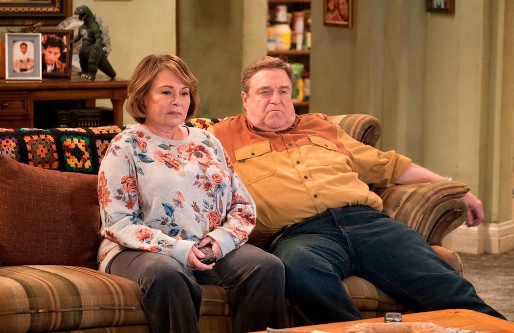 "Roseanne" was swiftly canceled after the lead star's racist tweet about former Obama aide Valerie Jarrett. (Photo: ABC)
