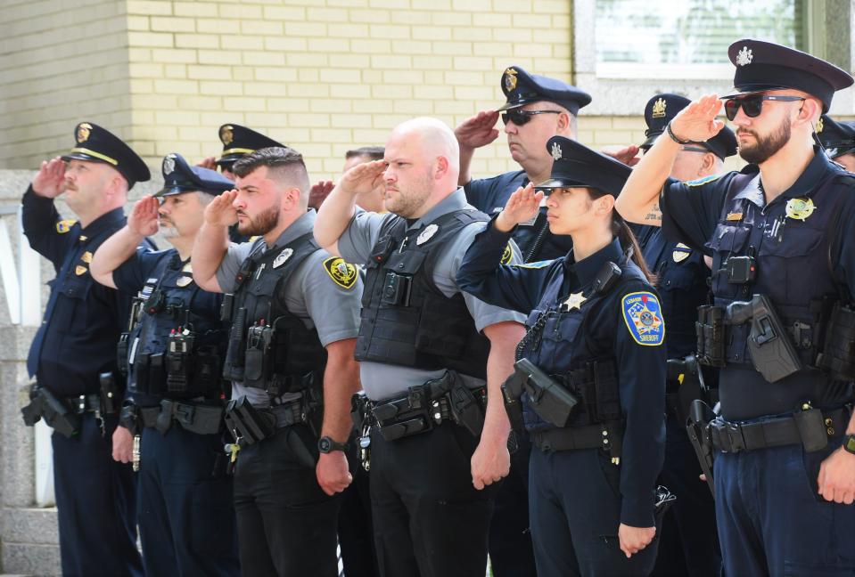 On Tuesday, local law enforcement held a memorial on the steps of the Lebanon County Municipal Building in remembrance of officers who died in the line of duty. This included Lt. William Lebo, who was shot and killed on duty more than a year ago.