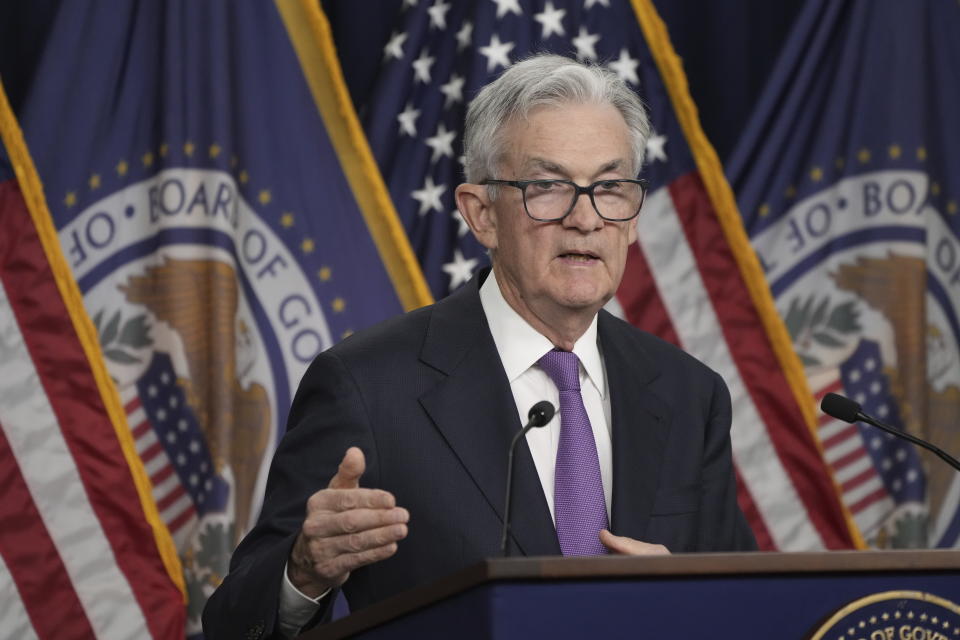 Federal Reserve Chairman Jerome Powell speaks during a news conference following the Federal Open Market Committee meeting, Wednesday, Sept. 20, 2023, in Washington. (AP Photo/Jacquelyn Martin)