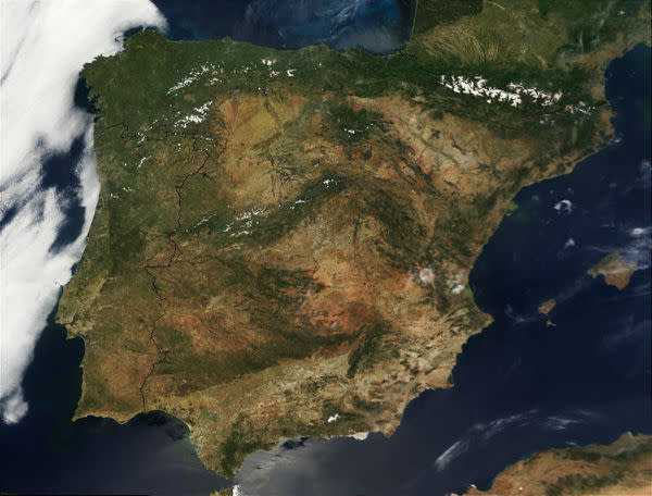 The Iberian Peninsula, snapped by a satellite, is the home of primordial mountains that have helped researchers solve a mystery.