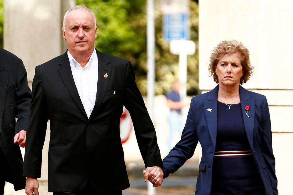 The parents of Grace Millane, David and Gillian Millane arrive with Detective Inspector Scott Beard (Getty Images)