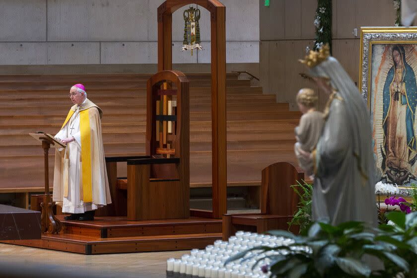 Archbishop Jose H. Gomez at the Cathedral of Our Lady of the Angels in Los Angeles on May 1.