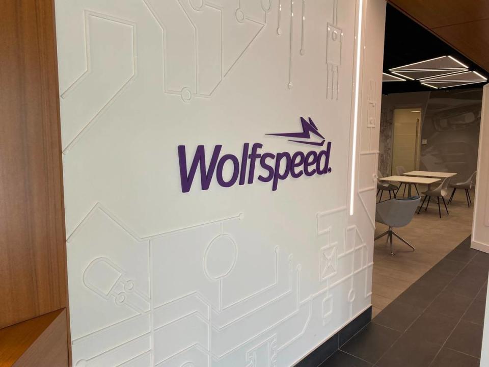 Inside Wolfspeed’s corporate headquarters near Research Triangle Park, North Carolina.