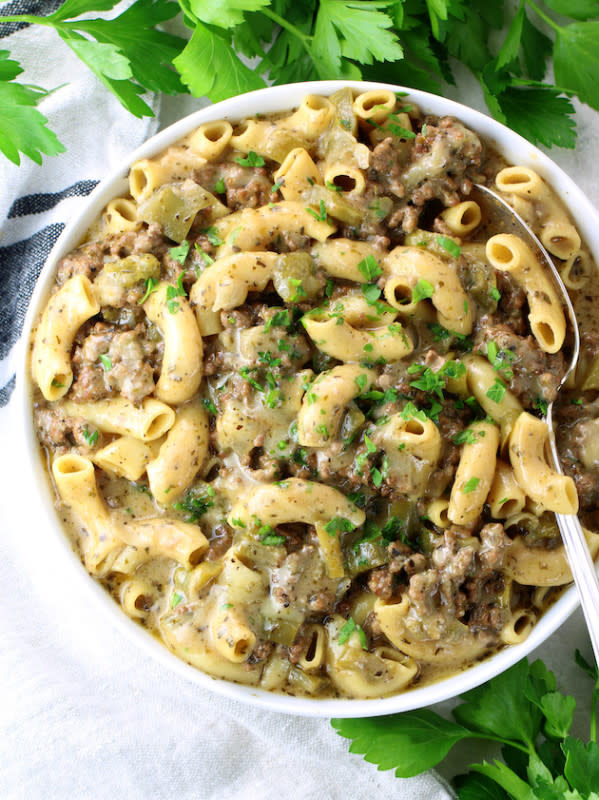 <p>Taste and See</p><p>All the great flavors of a Philly cheesesteak, plus pasta, are made in the Instant Pot! It’s a hearty and comforting, savory and cheesy meal.</p><p><strong>Get the recipe: <a href="https://tasteandsee.com/instant-pot-philly-cheesesteak-pasta/" rel="nofollow noopener" target="_blank" data-ylk="slk:Instant Pot Philly Cheesesteak Pasta;elm:context_link;itc:0;sec:content-canvas" class="link rapid-noclick-resp"><em>I</em>nstant Pot Philly Cheesesteak Pasta</a></strong></p>