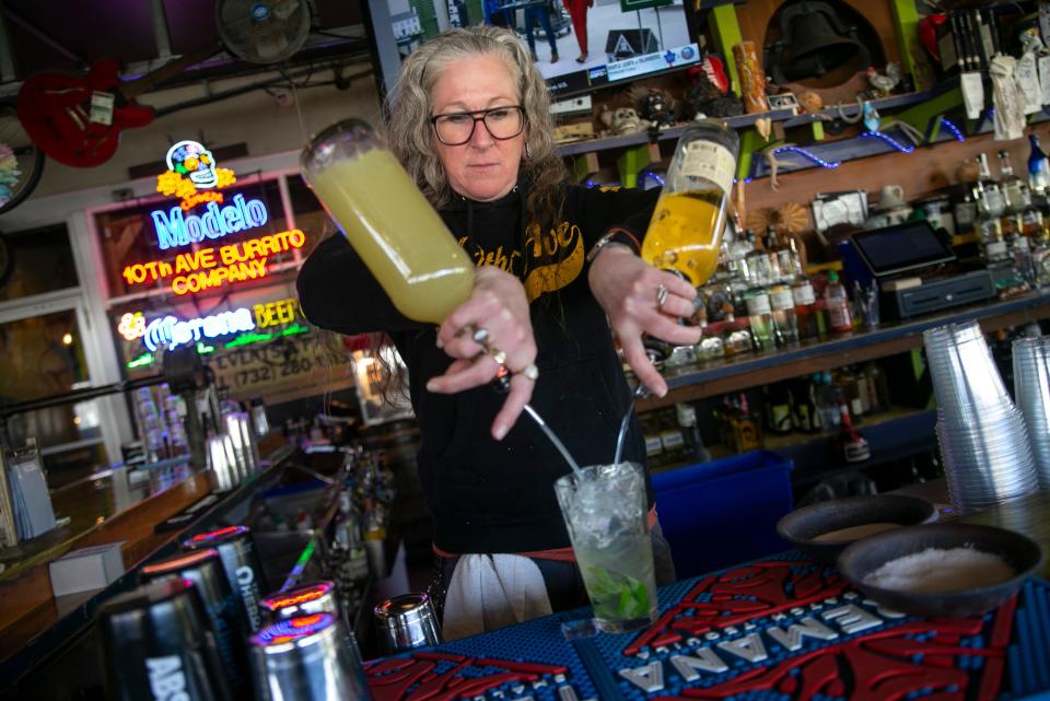 Bartender Cori Frye mixes up a Watermelon Banger. 10th Avenue Burrito is a Belmar-based business that provides Mexican cuisine and a bar for its customers.  Belmar, NJTuesday, March 21, 2023