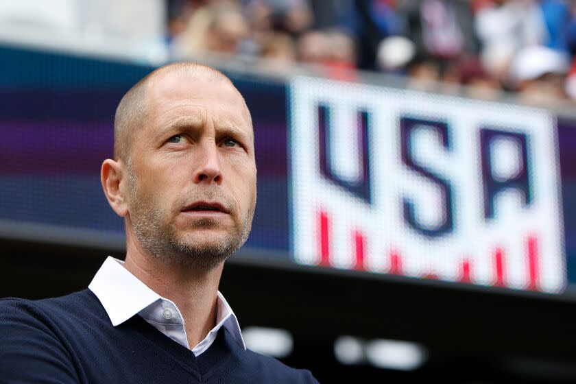 SAN JOSE, CA - FEBRUARY 02: Head coach Gregg Berhalter of the United States men's national team looks on before their international friendly match against Costa Rica at Avaya Stadium on February 2, 2019 in San Jose, California. (Photo by Lachlan Cunningham/Getty Images) ** OUTS - ELSENT, FPG, CM - OUTS * NM, PH, VA if sourced by CT, LA or MoD **