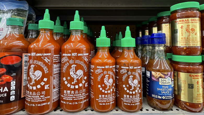 hot sauce grocery shelf