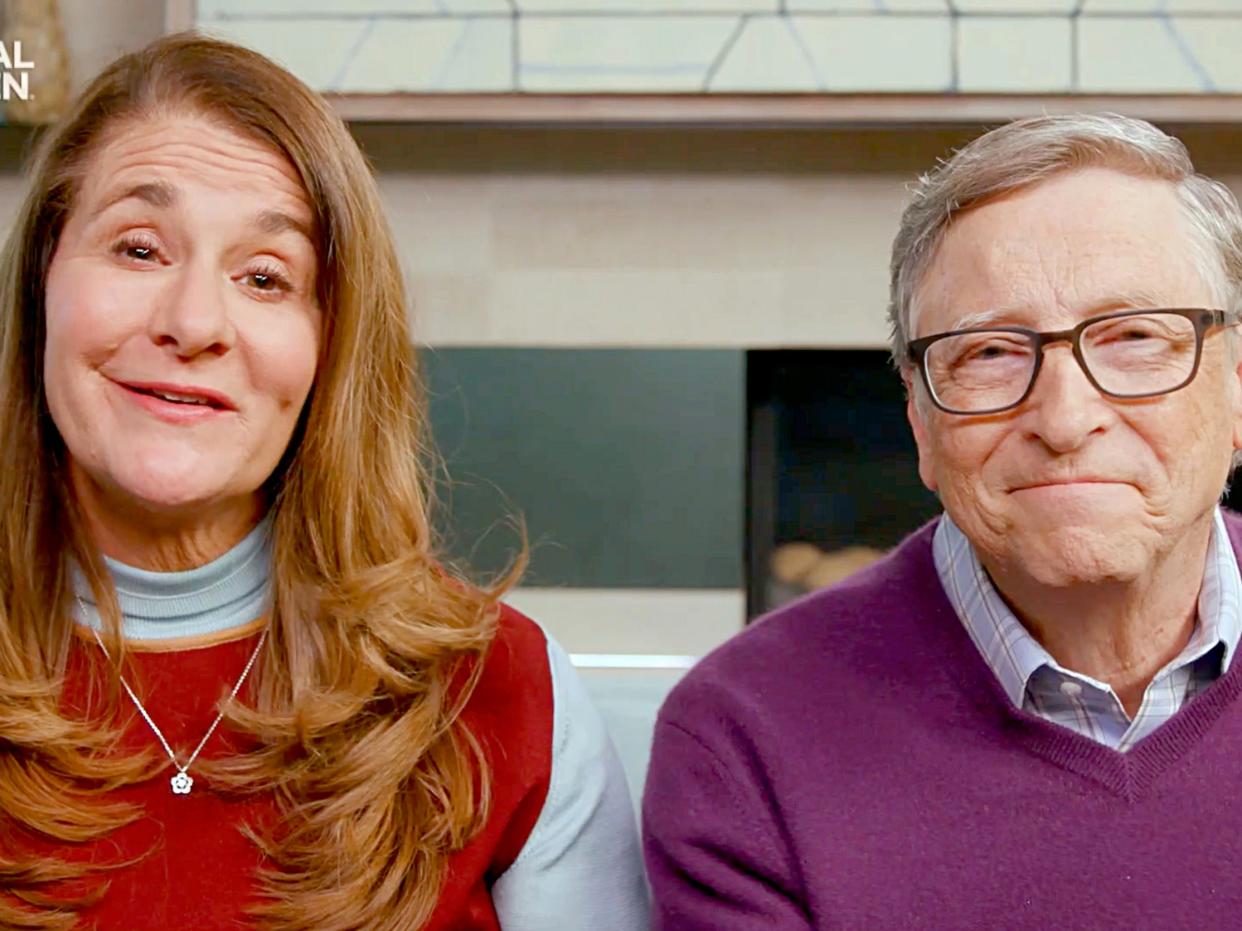 <p>File image: Melinda Gates and Bill Gates speak during 