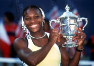 Serena Williams wins her first Grand Slam tournament at the age of 17. (Photo by Mark Sandten/Bongarts/Getty Images)