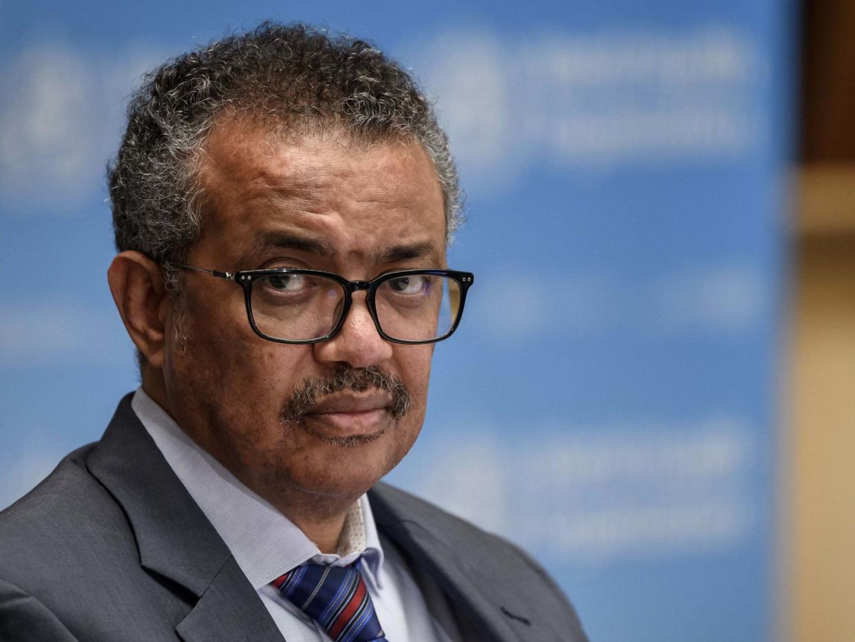 Tedros Adhanom Ghebreyesus attends a press conference as the World Health Organisation's director-general: POOL/AFP via Getty Images