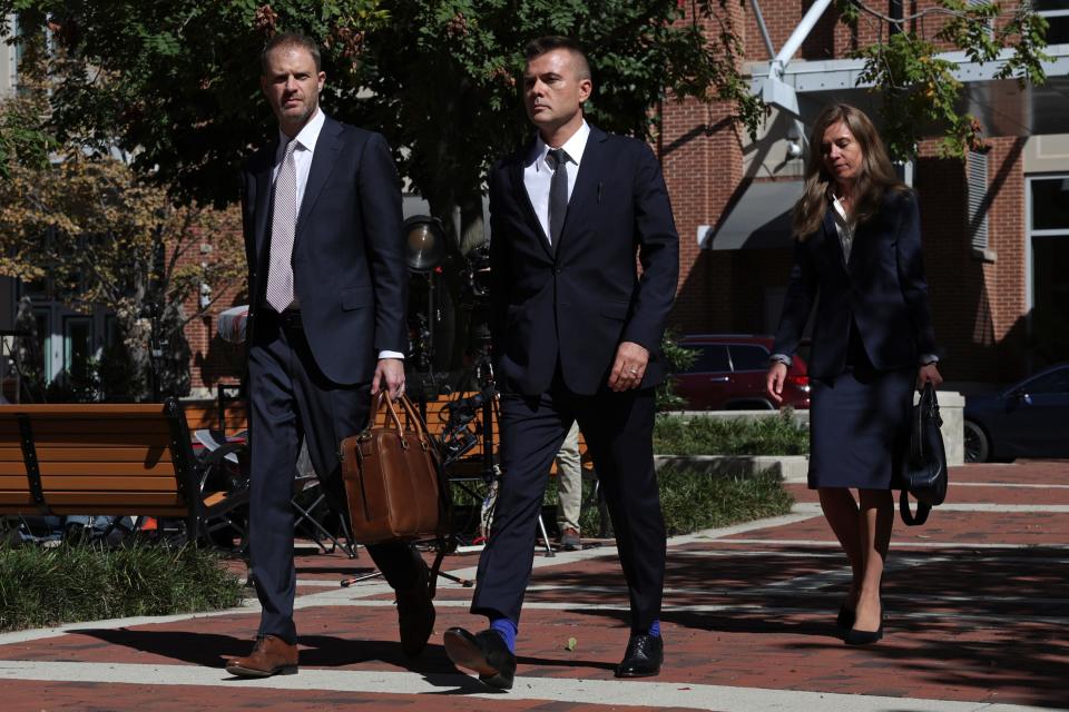 Igor Danchenko arrives back at the Albert V. Bryan U.S. Courthouse after a lunch break in his trial on Oct. 11 in Alexandria, Virginia.