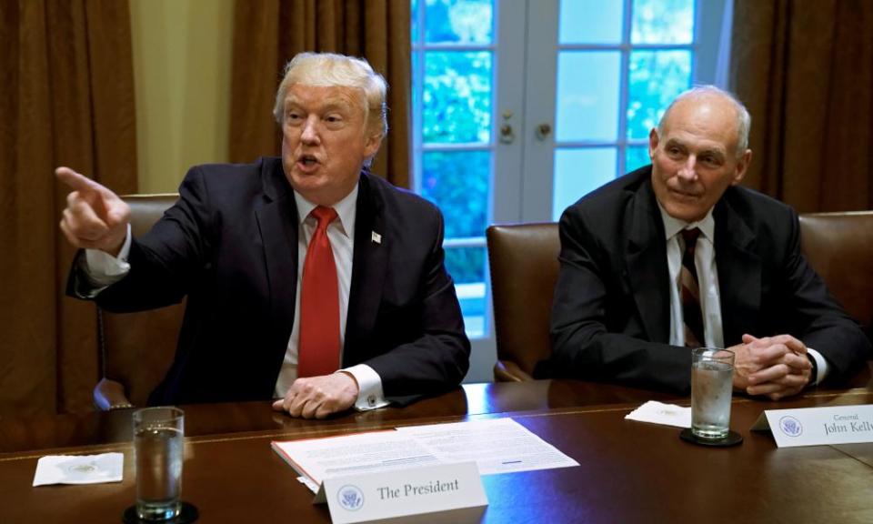 Donald Trump with John Kelly in October. Chuck Schumer said dealing with the White House was like ‘negotiating with Jell-O’.