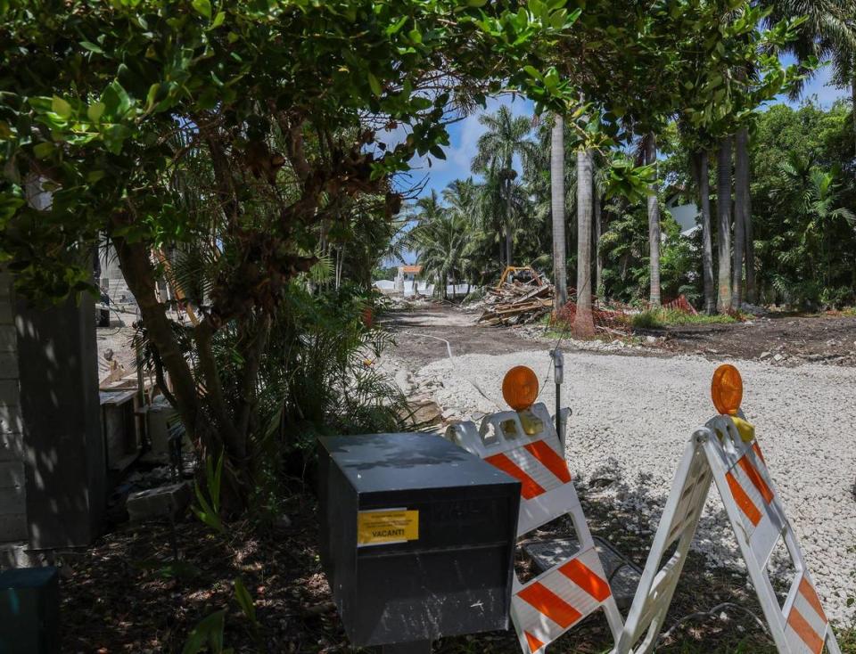 The demolition continues as debris is removed from Al Capone’s former mansion despite the efforts of preservationists on Palm Island in Miami Beach, Florida on Monday, August 14, 2023.