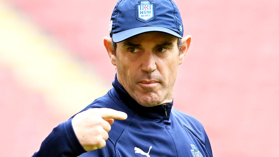 NSW Blues coach Brad Fittler is pictured during a training session.