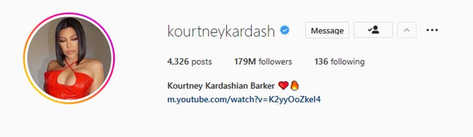 Kourtney Kardashian Adds Last Name Barker to Instagram Profile After Italian Wedding