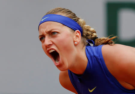 Tennis - French Open - Roland Garros, Paris, France - 28/5/17Czech Republic's Petra Kvitova celebrates during her first round match against USA's Julia BoserupReuters / Pascal Rossignol