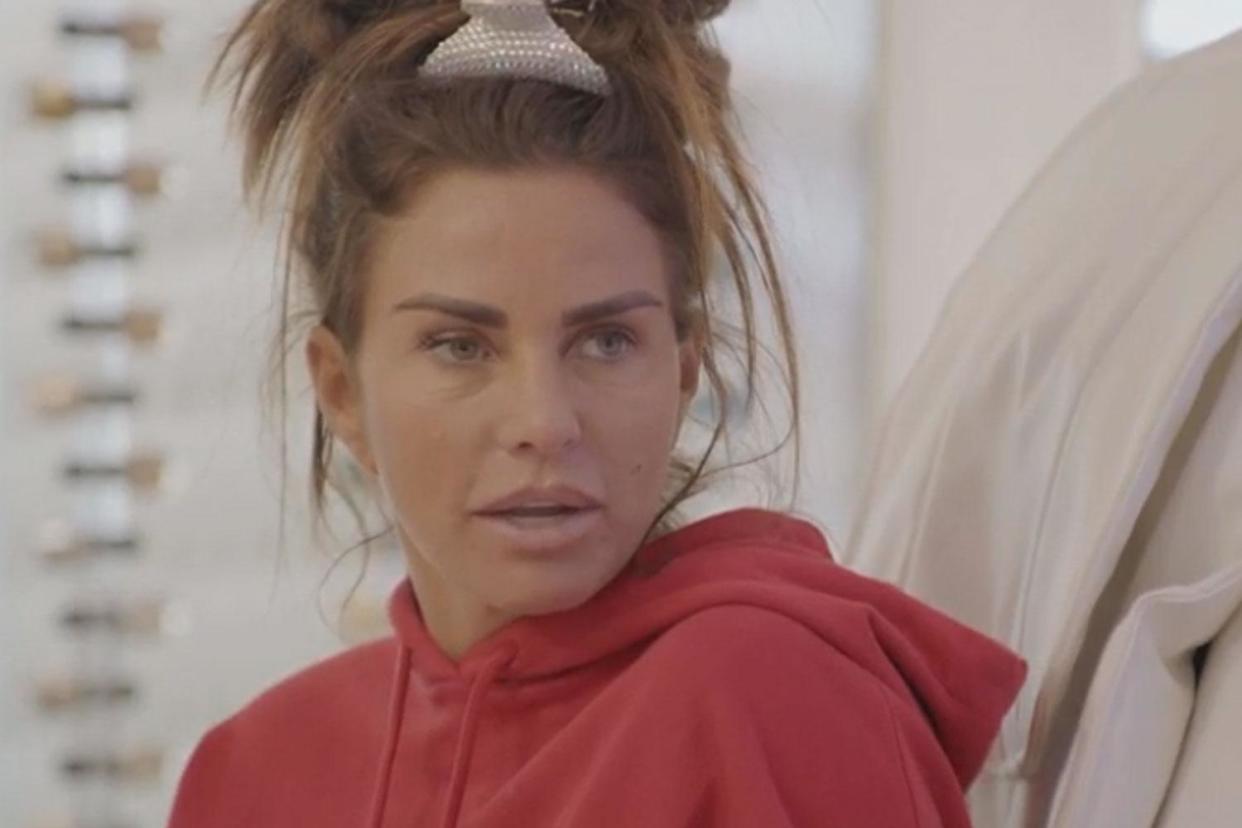 Lashing out: Katie Price didn't appear to be happy with Emily's comments about alcohol: Quest Red