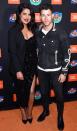 Priyanka Chopra Jonas and Nick Jonas arrive on the red carpet at CLUB JBL, one of the many events during the 3rd annual JBL music festival, at Jewel Nightclub at the Aria Resort & Casino in Las Vegas. 