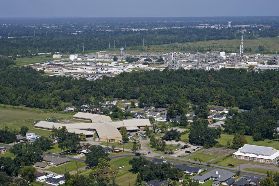 The Fifth Ward Elementary School and residential neighborhoods near the Denka Performance Elastomer Plant in Louisiana. (Gerald Herbert / AP)