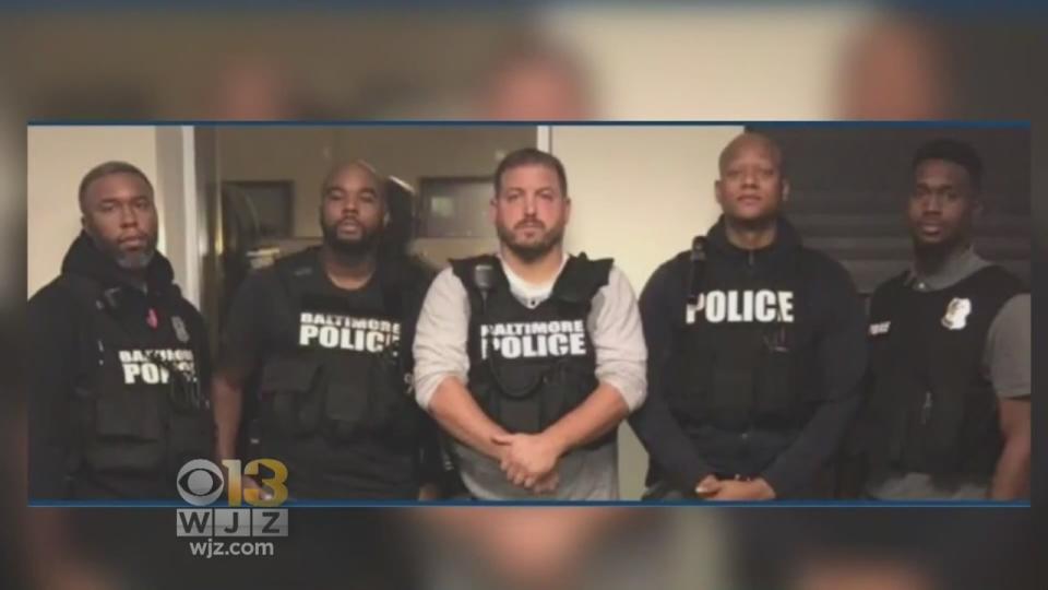 Algunos de los miembros del 'Gun Trace Task Force' de la Policía de Baltimore, acusados de robos, abusos y otros delitos. (CBS-WJZ)