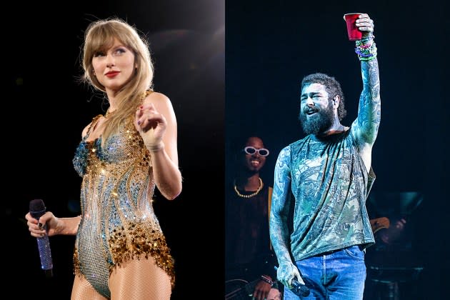 Taylor Swift and Post Malone - Credit: John Shearer/TAS23/Getty Images; Jeff Hahne/Getty Images