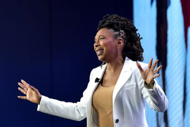 PHOTO: Professor of Law at UCLA & Columbia Law School and Executive Director of African American Policy Forum Kimberlé Crenshaw speaks onstage during The 2020 MAKERS Conference on Feb. 11, 2020, in Los Angeles. (Emma Mcintyre/Getty Images)