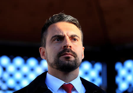 Chairman of the Hungarian right wing opposition party Jobbik Gabor Vona attends a campaign forum in Nagykanizsa, Hungary, March 16, 2018. Picture taken March 16, 2018. REUTERS/Bernadett Szabo