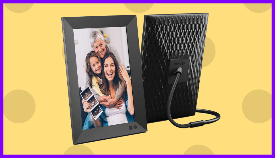 Shoppers love that the frame lets you update photos and add music remotely. (Photo: Nixplay)