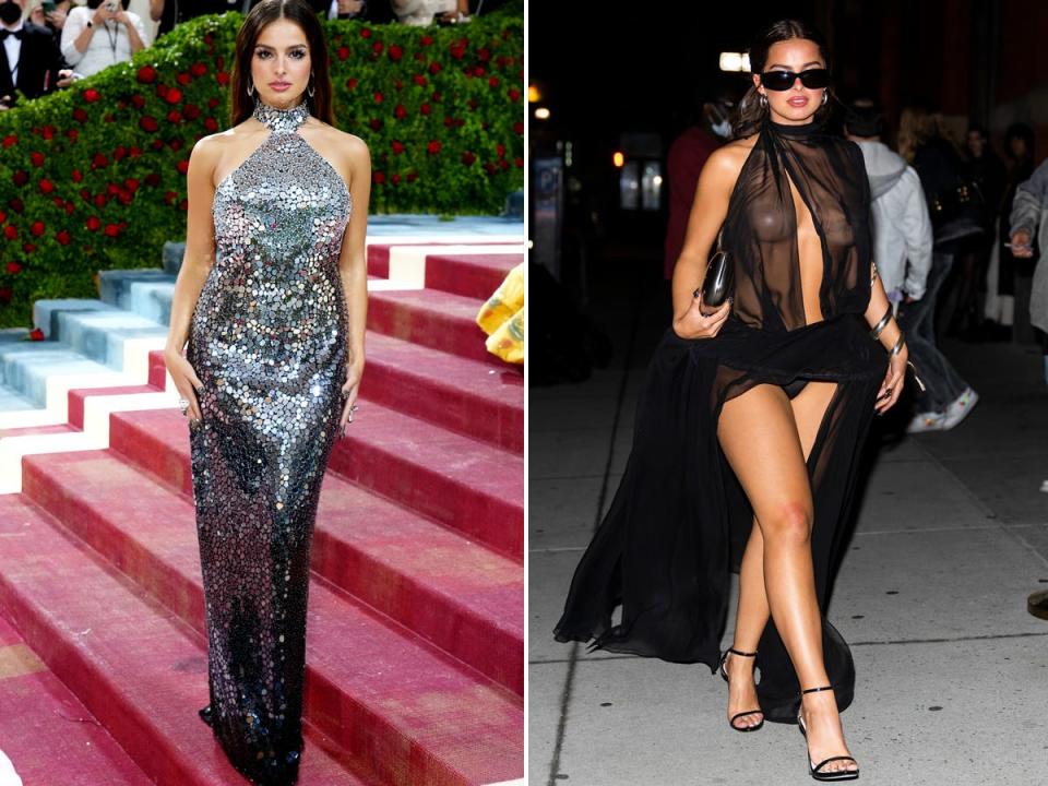 Addison Rae at the 2022 Met Gala (left) and the influencer at an after-party (right).